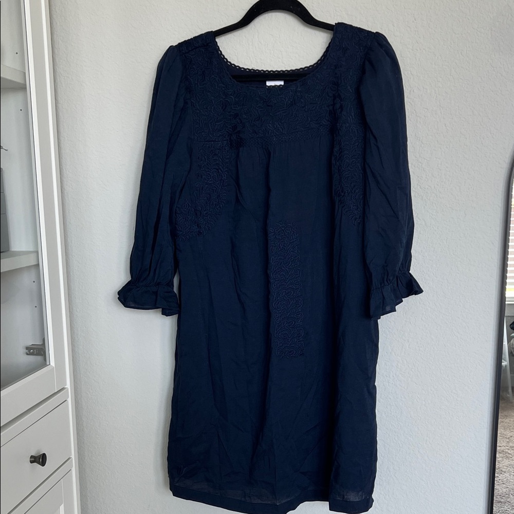 J. Marie Navy Blue Lace 3/4 Length Sleeve Dress
